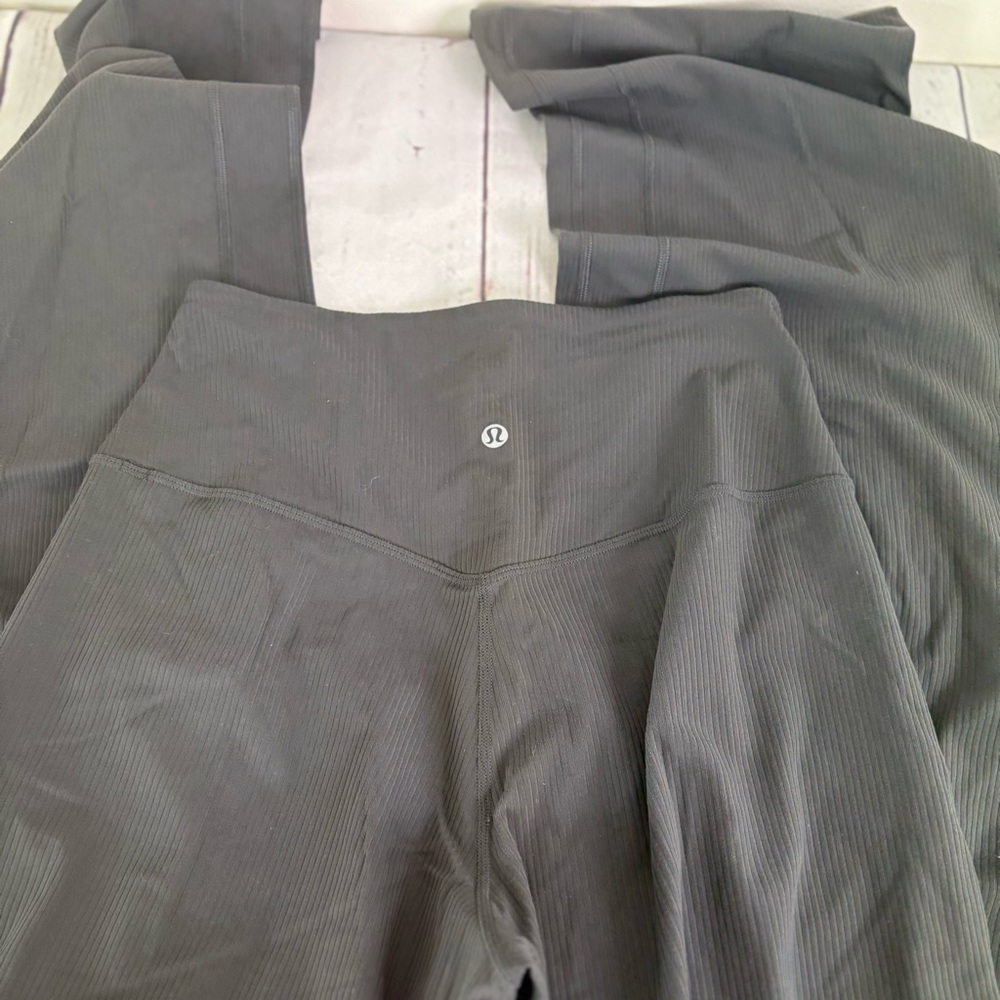 Lululemon Pants Womens Gray Groove Flare Nulu Rib High Rise Yoga LW5GA9T Size 6